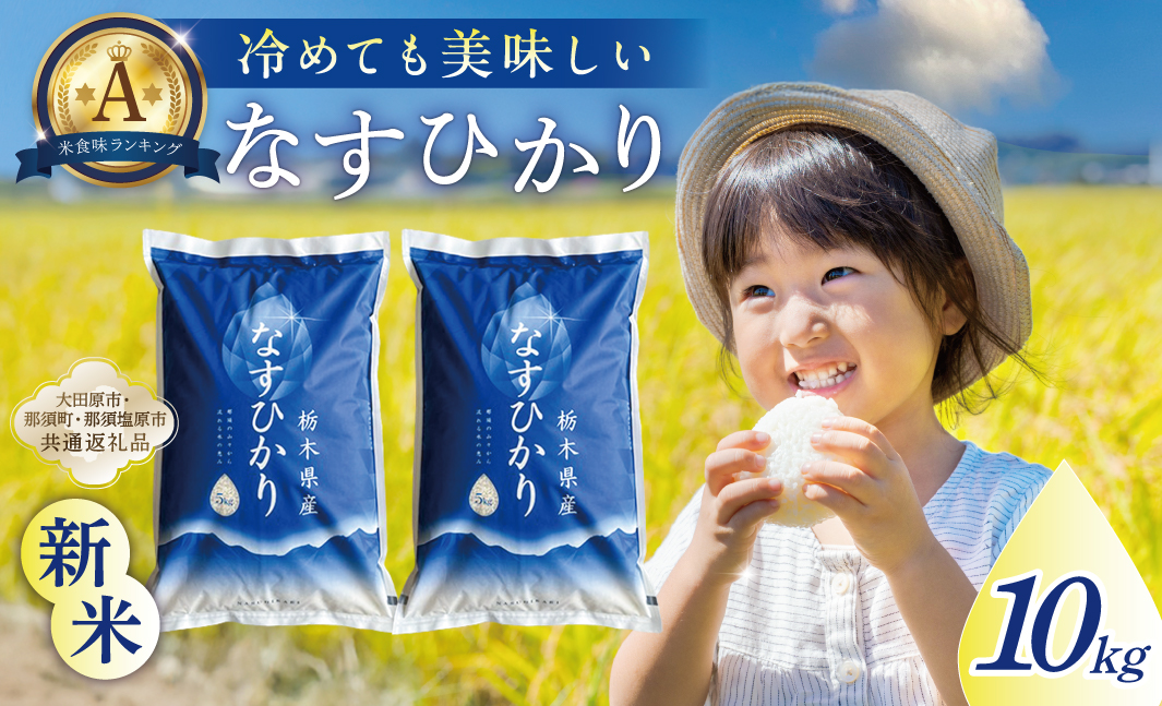 【大田原市・那須塩原市・那須町共通返礼品】＜米＞令和7年産 栃木県産 なすひかり10ｋｇ ＪＡなすの産地直送 ns005-001-10 【お米 大粒 ごはん おにぎり 国産 白米】 （管理コード：ns005-001-10）