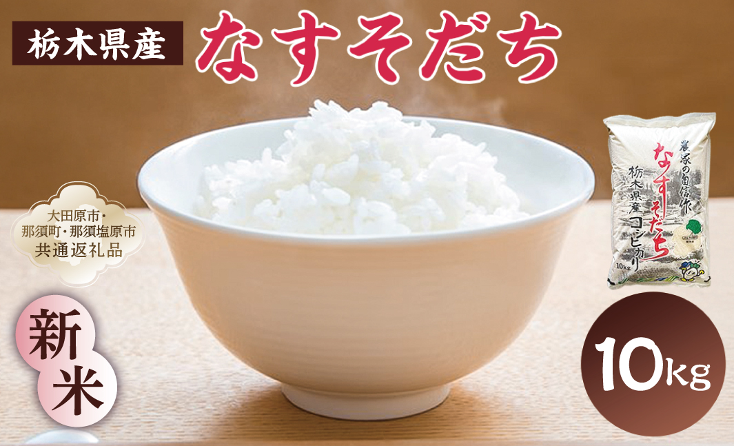 【大田原市・那須塩原市・那須町共通返礼品】＜米＞令和7年産 栃木県産 コシヒカリ なすそだち 10ｋｇ ＪＡなすの産地直送 ns005-002-10 【お米 大粒 ごはん おにぎり 国産 白米】 （管理コード：ns005-002-10）